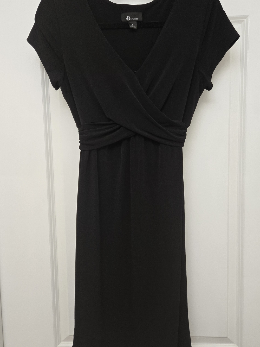 AB Studio Black Wrap-Front Women's Dress